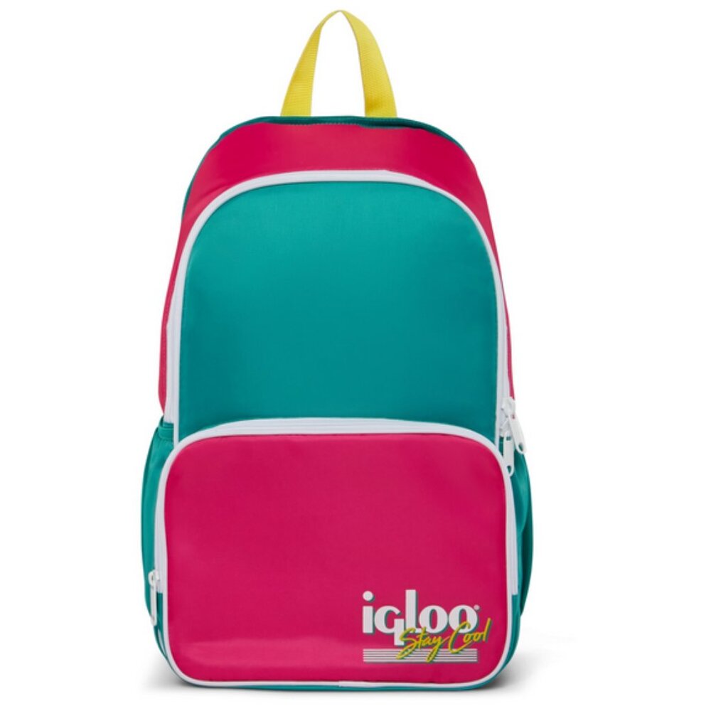 Igloo Retro Insulated *FULL SIZE* Backpack Cooler Pink And Teal Stay Cool